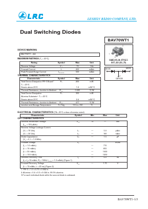 BAV70WT1 Datasheet PDF Leshan Radio Company,Ltd