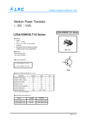 L2SA1036KQLT3G Datasheet PDF Leshan Radio Company,Ltd