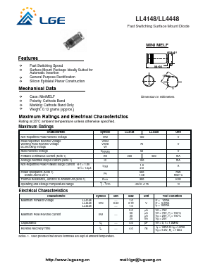 LL4148 Datasheet PDF Shenzhen Luguang Electronic Technology Co., Ltd