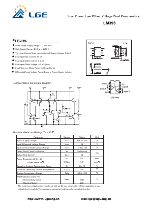 LM393 Datasheet PDF Shenzhen Luguang Electronic Technology Co., Ltd