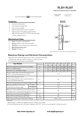 RL205 Datasheet PDF Shenzhen Luguang Electronic Technology Co., Ltd