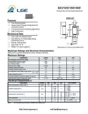 1N4148W Datasheet PDF Shenzhen Luguang Electronic Technology Co., Ltd