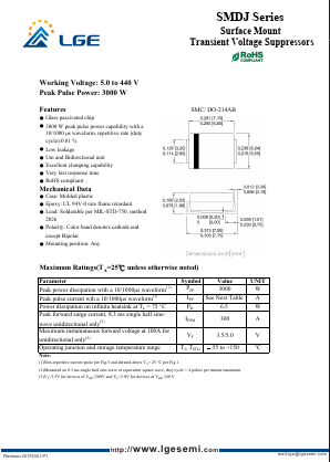 SMDJ13CA Datasheet PDF Shenzhen Luguang Electronic Technology Co., Ltd