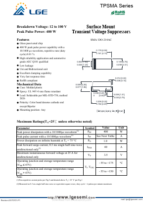 TPSMA43CA Datasheet PDF Shenzhen Luguang Electronic Technology Co., Ltd