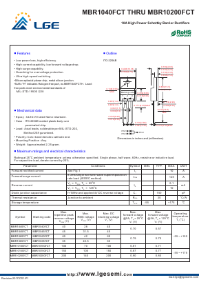 MBR1040FCT Datasheet PDF Shenzhen Luguang Electronic Technology Co., Ltd
