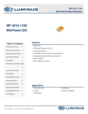 MP-2016-1100-40-80 Datasheet PDF Luminus, Inc