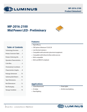 MP-2016-2100-35-80 Datasheet PDF Luminus, Inc