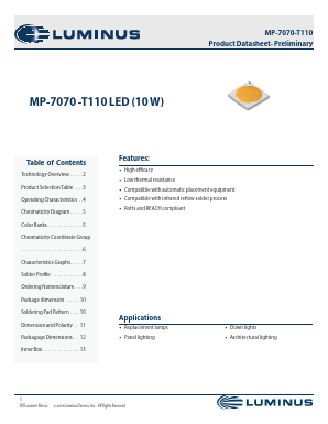 MP-7070-T110 Datasheet PDF Luminus, Inc