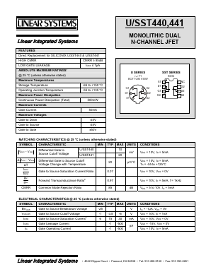 U441 Datasheet PDF Linear Integrated System