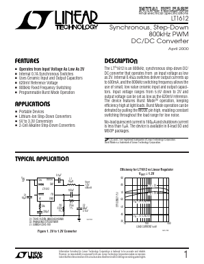 LT1612EMS8 Datasheet PDF Linear Technology