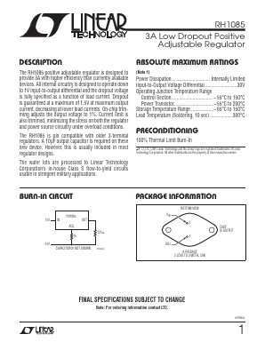 RH1085MK Datasheet PDF Linear Technology