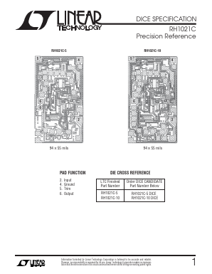 RH1021C-5DICE Datasheet PDF Linear Technology