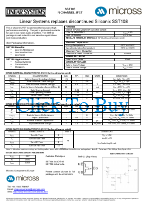 SST108 Datasheet PDF Linear Technology