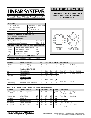 LS832 Datasheet PDF Linear Technology