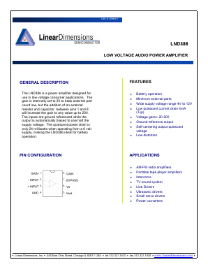 LND386 Datasheet PDF Linear Dimensions Semiconductor