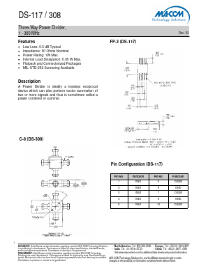 DS-308SMA Datasheet PDF M/A-COM Technology Solutions, Inc.