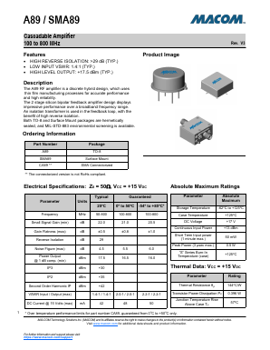 A89 Datasheet PDF M/A-COM Technology Solutions, Inc.