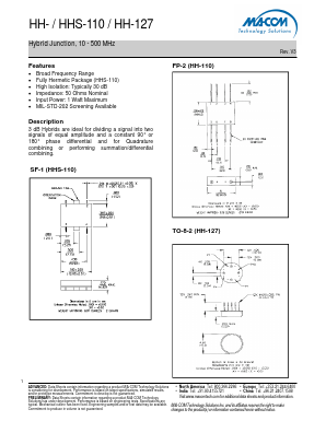 HHS-110 Datasheet PDF M/A-COM Technology Solutions, Inc.