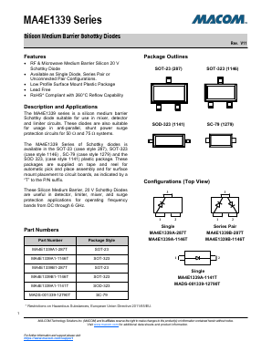 MA4E1339B1-1146T Datasheet PDF M/A-COM Technology Solutions, Inc.