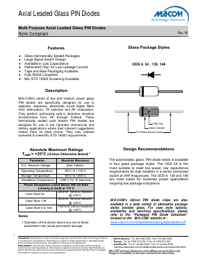 MA4P505 Datasheet PDF M/A-COM Technology Solutions, Inc.