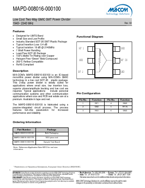MAPD-008016-0001TB Datasheet PDF M/A-COM Technology Solutions, Inc.