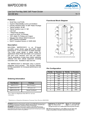 MAPDCC0016 Datasheet PDF M/A-COM Technology Solutions, Inc.