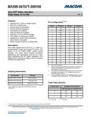 MASW-007071-0001TR Datasheet PDF M/A-COM Technology Solutions, Inc.