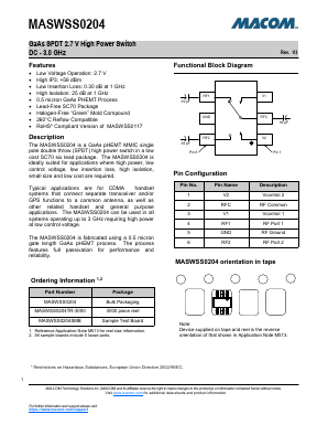 MASWSS0204 Datasheet PDF M/A-COM Technology Solutions, Inc.