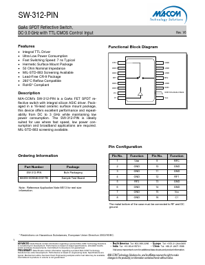 SW-312-PIN Datasheet PDF M/A-COM Technology Solutions, Inc.