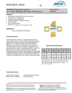 MAGX-002731-100L00 Datasheet PDF M/A-COM Technology Solutions, Inc.