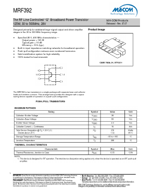 MRF392 Datasheet PDF M/A-COM Technology Solutions, Inc.