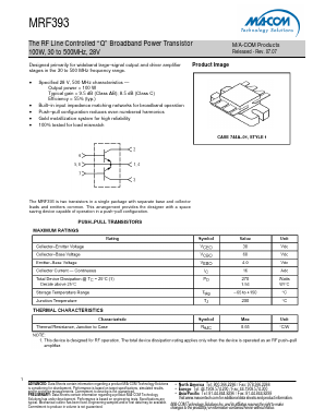 MRF393 Datasheet PDF M/A-COM Technology Solutions, Inc.