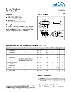 EKIN2-960TR Datasheet PDF M/A-COM Technology Solutions, Inc.