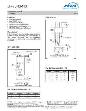 JH-113PIN Datasheet PDF M/A-COM Technology Solutions, Inc.