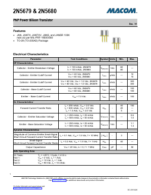 2N5679 Datasheet PDF M/A-COM Technology Solutions, Inc.