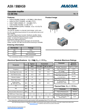 SMA59 Datasheet PDF M/A-COM Technology Solutions, Inc.