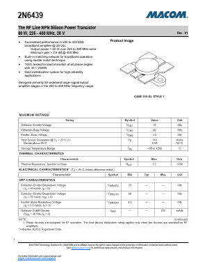 2N6439 Datasheet PDF M/A-COM Technology Solutions, Inc.
