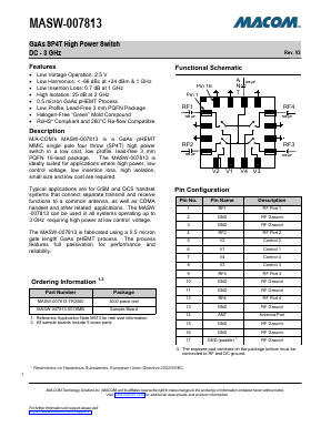 MASW-007813-TR3000 Datasheet PDF M/A-COM Technology Solutions, Inc.