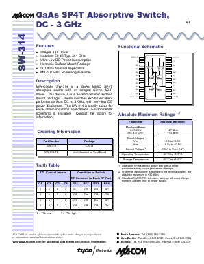 SW-314-TB Datasheet PDF M/A-COM Technology Solutions, Inc.