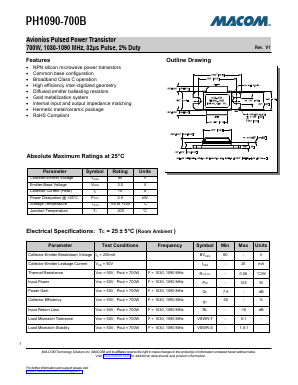 PH1090-700B Datasheet PDF M/A-COM Technology Solutions, Inc.