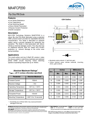 MA4FCP200 Datasheet PDF M/A-COM Technology Solutions, Inc.