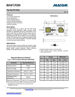 MA4FCP200-W Datasheet PDF M/A-COM Technology Solutions, Inc.