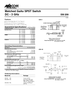SW-209BPIN Datasheet PDF Tyco Electronics