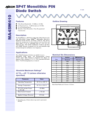 MA4SW410 Datasheet PDF Tyco Electronics