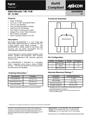MAADSS0008 Datasheet PDF Tyco Electronics