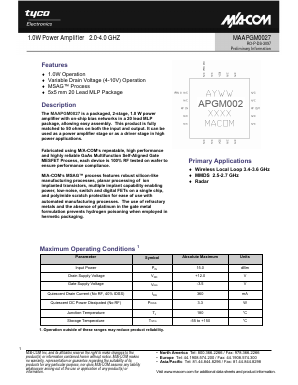 MAAPGM0027 Datasheet PDF Tyco Electronics