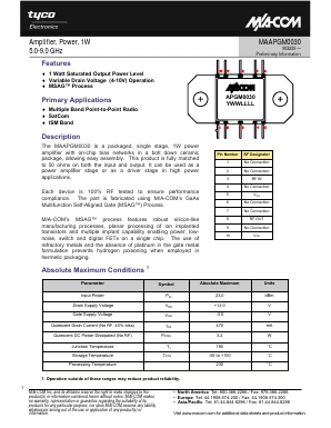 MAAPGM0030 Datasheet PDF Tyco Electronics
