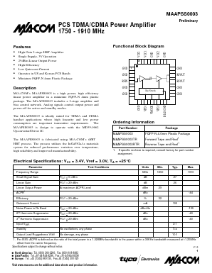 MAAPSS0003RTR Datasheet PDF Tyco Electronics
