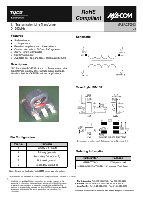 MABACT0043 Datasheet PDF Tyco Electronics