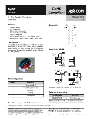 MABACT0062 Datasheet PDF Tyco Electronics